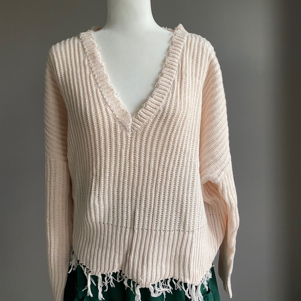 Frayed Tan Sweater - Picture 7 of 8